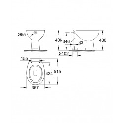  Bau Ceramic WC à poser, blanc alpin (39431000)