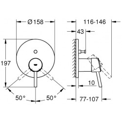  Concetto Mitigeur mécanique encastrable 2 sorties avec inverseur (24054001)