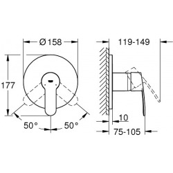  Eurostyle Cosmopolitan Mitigeur mécanique 1 sortie douche (24051002)