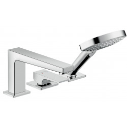 Hansgrohe Metropol Set de finition mitigeur 3 trous pour montage sur bord de baignoire avec Secuflex, poignée manette, chromé (32550000)