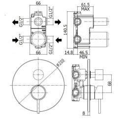  Mitigeur de douche encastré (LIG018NO)