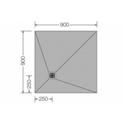  Bac de douche Aqua déce. 900x900x40x250x250 (4512092) + siphon vertical