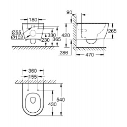  Essence cuvette wc suspendu sans bride blanc alpin (3957100H)