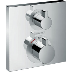 Hansgrohe Ecostat Square Set de finition pour mitigeur thermostatique Square encastré avec robinet d'arrêt et inverseur, chromé (15714000)
