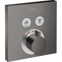 Hansgrohe Set de finition pour mitigeur thermostatique encastré avec 2 fonctions, chrome noir brossé (15763340)
