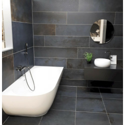  Nelly 175x82 cm Baignoire droite Autoportante orientation droite en marbre coulé, sans pieds, blanc (NEL1700P)