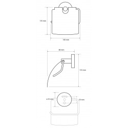  Dérouleur papier toilette DARK en laiton noir 14x9,5x9cm (104112010)