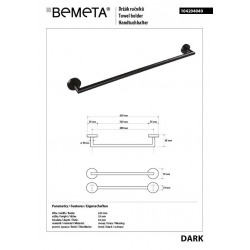  Porte-serviettes DARK en laiton noir 65,5 x5,5x 6,5cm (104204040)