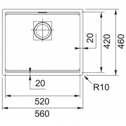 Kubus 2 KNG 110-52 Fragranit+ Évier de cuisine sous-plan Pierre gris