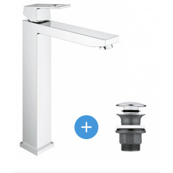 Grohe Eurocube Set Mitigeur monocommande 1/2" LavaboTaille XL + Bonde clic clac Grohe pour lavabo avec trop-plein (23406000-CLICCLAC)