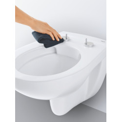  Pack WC Bati-support Geberit Duofix + Cuvette suspendue Grohe Bau Ceramic + Abattant declipsable + Plaque blanche (BauClassicGeb