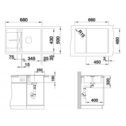  Evier METRA 45 S Compact PuraDur en Silgranit, réversible 68x50cm, Anthracite