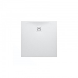 Laufen Receveur de douche en gel coat Marbond, extra-plat, carré, évacuation sur le côté 80x80, Blanc mat (H2109500000001)