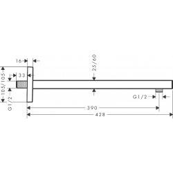  Bras de douche Square M 1/2" 389mm, Blanc mat (27694700)