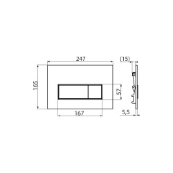  Plaque de commande double touche, Chrome mat (M572)