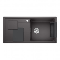 Blanco Evier SITY XL 6 S PuraDur en Silgranit + Planche et panier Lava Grey 100x50cm, Gris rocher (525049)