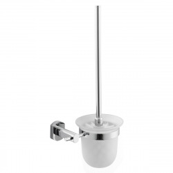 Optima Cube Way Brosse de toilette murale en verre et métal, Chrome (SPI37)