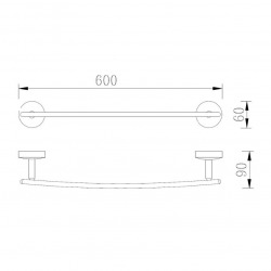  Simple Porte-serviettes barre, 60cm, Chrome (SIM23)