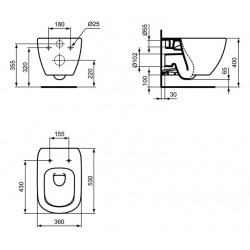 Tesi WC suspendu sans bride technologie AquaBlade + Abattant ultra-fin avec frein de chute, Noir mat (T3546V3)