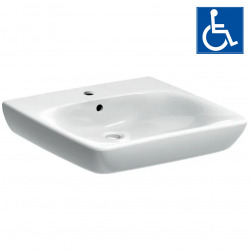 Geberit Selnova Comfort Lavabo PMR 550x550 mm avec perçage pour robinetterie + trop-plein, Blanc (500.302.01.1)