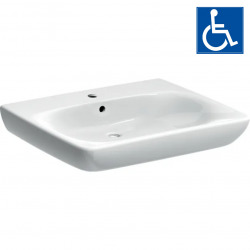 Geberit Selnova Comfort Lavabo PMR 650x550 mm avec perçage pour robinetterie + trop-plein, Blanc (500.292.01.1)