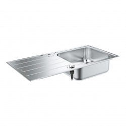 Grohe K500 Evier réversible 100x50cm avec une cuve et égouttoir + Vidage automatique et bonde panier, Inox finition satinée (31563SD1)