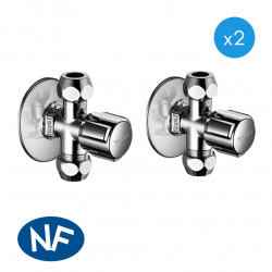 Schell Comfort Lot de 2 robinets d'équerre avec 2 sorties et poignée (049910699-PRO2)