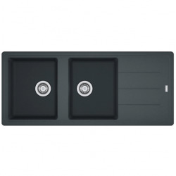 Franke Basis BFG 621 Evier 116x50cm avec double cuve et égouttoir réversible, Fragranit +, Graphite (BFG621G)