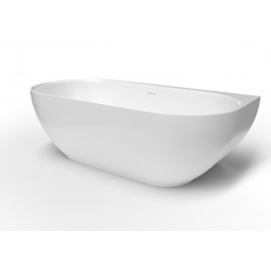 Swiss Aqua Technologies Lesly 170 x 82 cm Baignoire semi-îlot en marbre coulé, blanc (LE1700)