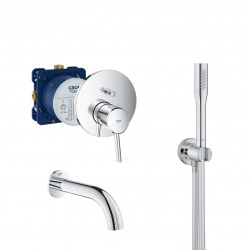 Grohe Concetto Set Mitigeur mécanique et corps d'encastrement + Bec bain Atrio + Douchette stick 1 jet, Chrome (24054Perfect-Bain)