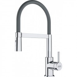Franke Lina FC 6087.031 Mitigeur cuisine, 205 x 410 mm, semi-pro avec douchette extractible, Chrome/Gris (115.0626.087)