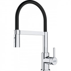 Franke Lina FC 6087.031 Mitigeur cuisine, 205 x 410 mm, semi-pro avec douchette extractible, Chrome/Noir (115.0626.085)