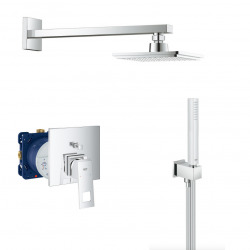 Grohe Eurocube Set mitigeur mécanique + Douchette stick 1 jet avec support + Douche de tête + Corps d'encastrement (24062000-Eurocube)