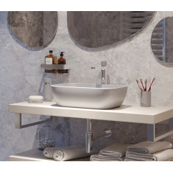 Swiss Aqua Technologies Infinitio Vasque à poser 45,5 x 32,5 x 13,5 cm, sans trop-plein, Gris mat (SATINF4532LGRM)