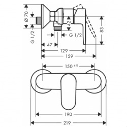  Vernis Blend Mitigeur de douche avec cartouche en céramique, Noir mat (71640670)