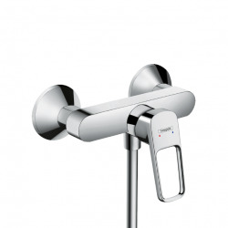  Set de douche Mitigeur Logis + Douchette Vernis 2 jets + Barre de douche, Chrome  (71247000-Vernis)