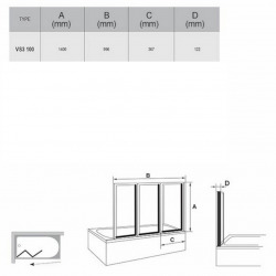  Supernova Pare-baignoire pliable, 3 parties, 140x100cm, Blanc (795P010041)