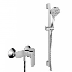 Hansgrohe Vernis Blend Set de douche mitigeur + Douchette à main 2 jets + Barre 65cm, Chrome (71640000-Vernis)