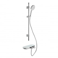 Swiss Aqua Technologies Ensemble de douche avec douchette 3 jets, mitigeur thermostatique, barre 90.5cm, Chrome/Blanc (SATSSTKPF1)