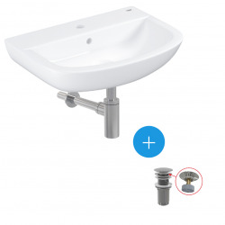 Grohe Ensemble lavabo suspendu en porcelaine vitrifiée 55.3x38.6cm + Bonde clic-clac + Siphon de lavabo (39440000-SET)