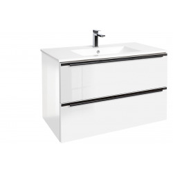  Meuble de salle de bain avec vasque Naturel Nobia 90x60x46 cm blanc brillant (NOBIA90ZBL)
