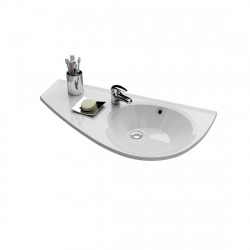 Ravak Avocado Comfort Lavabo 85x45cm, style asymétrique gain de place orientation gauche avec perçage et trop plein (XJ1L1100000)