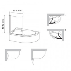  150x85 cm Fortuna Plus Pare-baignoire en verre, Chrome (VZFORTUNA150TCR)