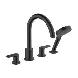 Hansgrohe Vernis Blend Set de finition mélangeur 4 trous sur bord de baignoire, Noir mat (71456670)