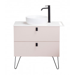  Meuble de salle de bain sous vasque avec porte serviette Naturel Art Déco 88x55x45 cm Rose beige (ARTDECO80RBBU)