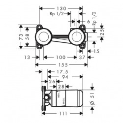  Corps d'encastrement pour mitigeur à encastrer (HG-13622180)