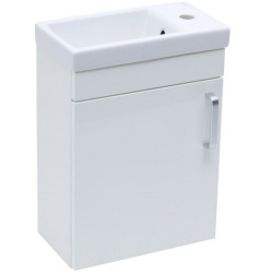 Naturel Vario Dekor Set Meuble suspendu 40x50cm + Vasque en céramique, Blanc brillant (VARIO240BIBL)