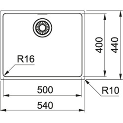  Maris - Évier de cuisine sous plan 540×440 mm avec trop-plein, en acier inoxydable (MRX110-50)