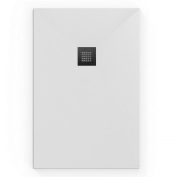 Swiss Aqua Technologies Alek Receveur de douche rectangulaire 100x90 cm avec siphon, en marbre coulé, Blanc (SATALEK10090B-S)