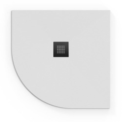 Swiss Aqua Technologies Alek Receveur de douche quart de cercle 80x80cm avec siphon, en marbre coulé, Blanc (SATALEK80SB-S)